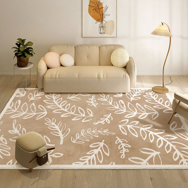 Minimalist Polyester Carpet Modern Khaki Tone Area Rug Non-Slip Rug for Living Room