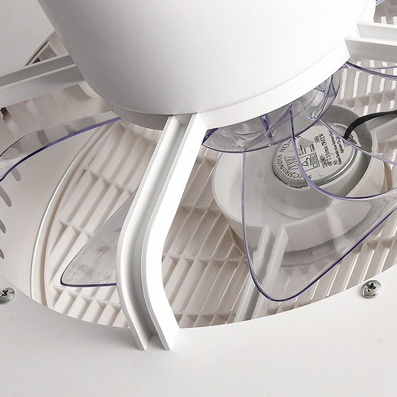 Trommelförmige Schlafzimmer Lüfterlampe Metall Nordic Style LED Semi Flush Deckenleuchte in Weiß