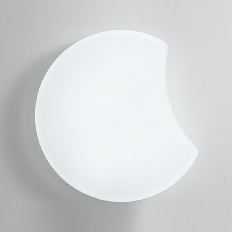 Modern Metal Wall Sconce Moon Shape Wall Light with Plastic Shade for Bedroom