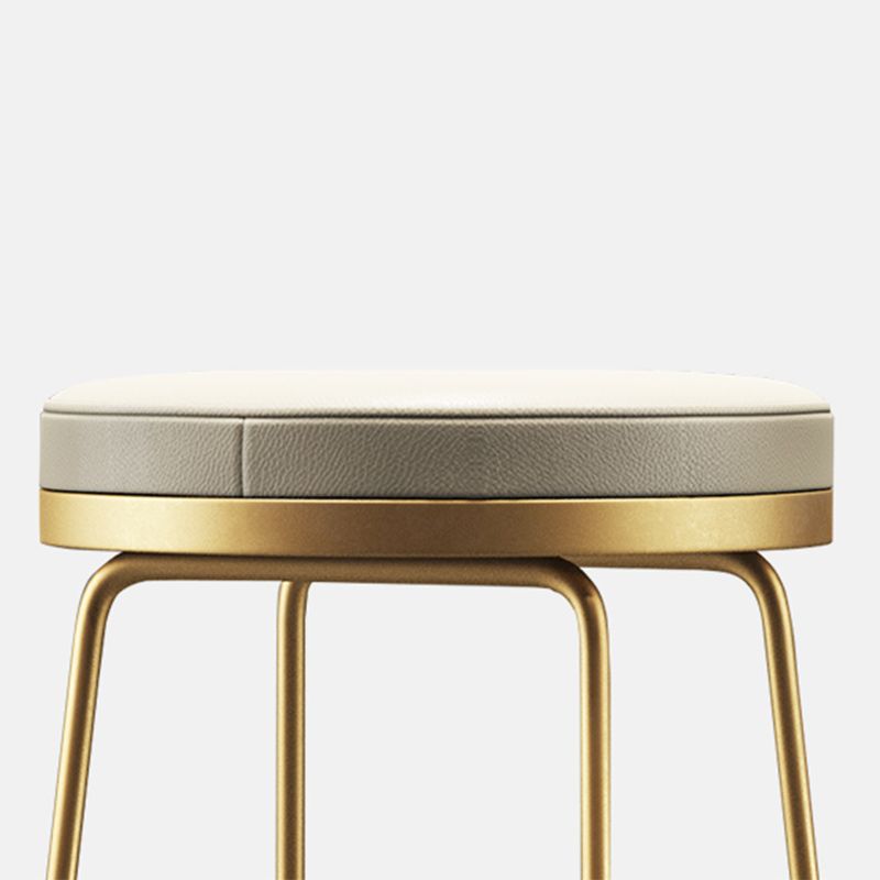 Scandinavian Round Indoor Bar Stool Faux Leather Backless Footrest Bar Stool
