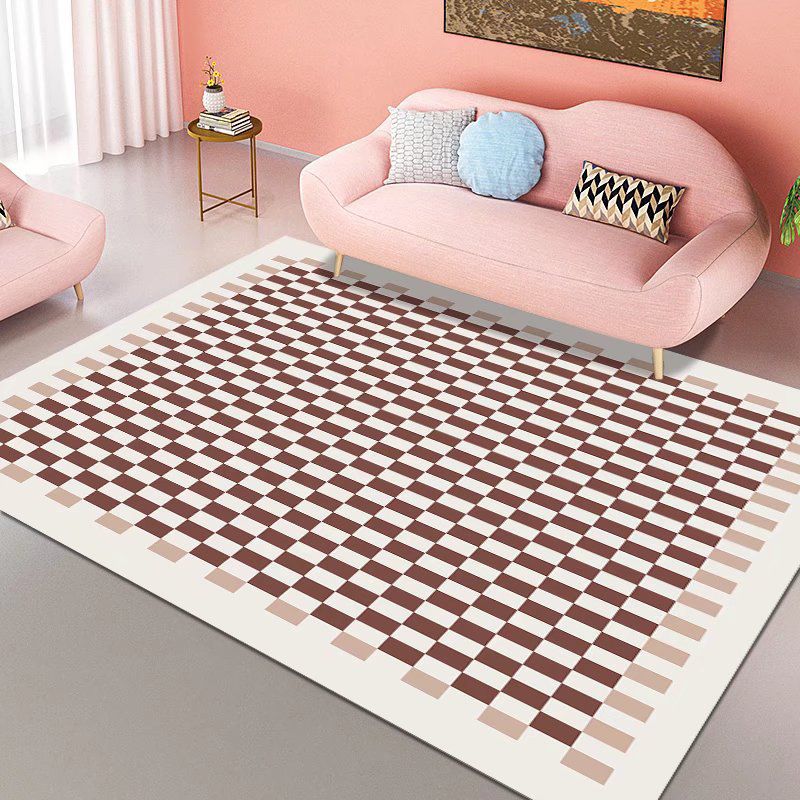 Simplicity Home Decoration Rug Checkered Print Area Carpet Polyester Stain Resistant Indoor Carpet