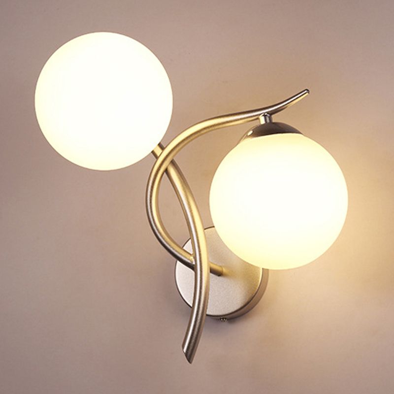 Modern Round Wall Mount Lighting Milky Glass Wall Mounted Lighting for Bedroom