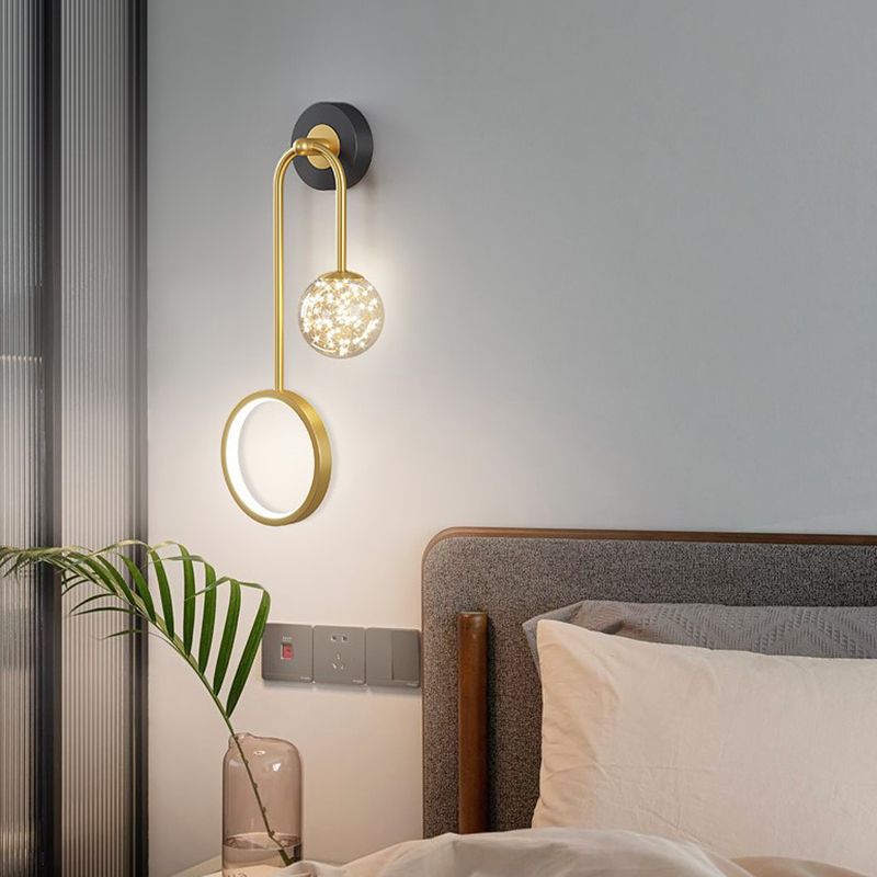 Glass Spherical Shape Wall Lights Modern Style 2 Light Wall Mount Fixture for Bedroom