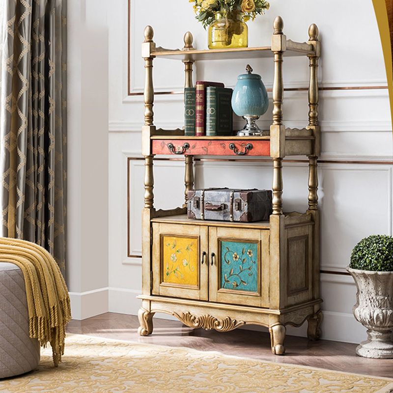 Industrial Rubberwood Chest with Doors Storage Cabinet with Shelves