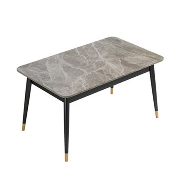 Luxury Rectangle Dining Room Table Sintered Stone Top Table with 4 Iron Legs