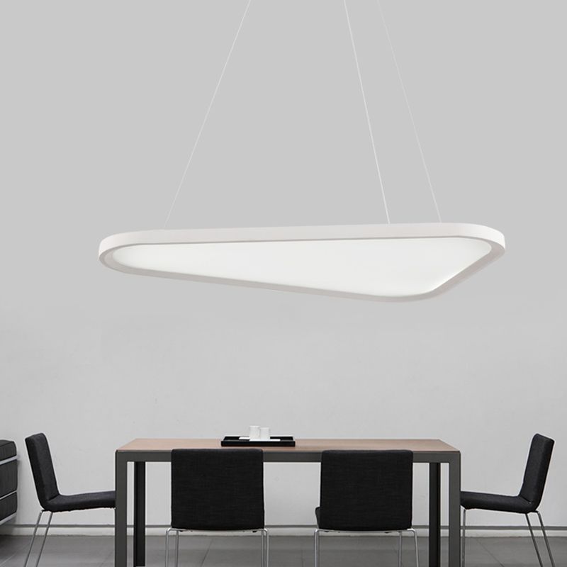 White Triangle Suspension Lamp Contemporary Led Metal Hanging Pendant Light in White/Warm/Natural Light/Remote Control Stepless Dimming