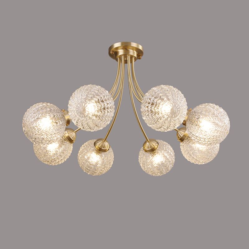 Ball Shape Glass Flush Mount Light Modern Style Multi Lights Ceiling Mount Light in Gold