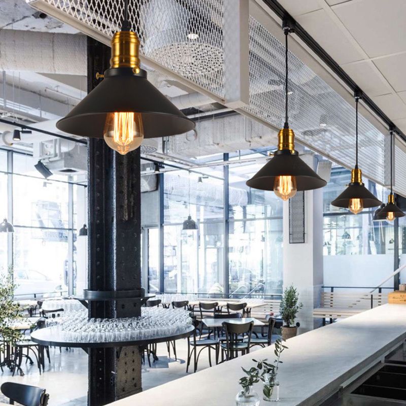 Ombra conica a sospensione Illuminazione a sospensione in stile loft metallo 1 luce in ottone appesa al soffitto, 1/2/3 pacchetto