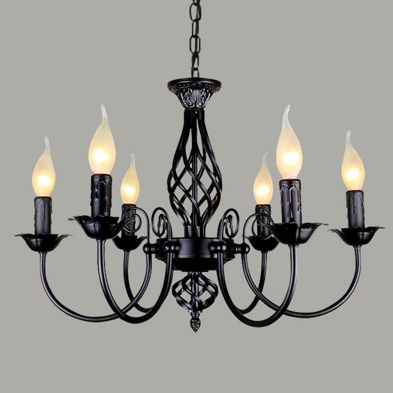 Zwarte multi -lichten hangende verlichtingsarmaturen moderne stijl gebogen metalen kroonluchter verlichting