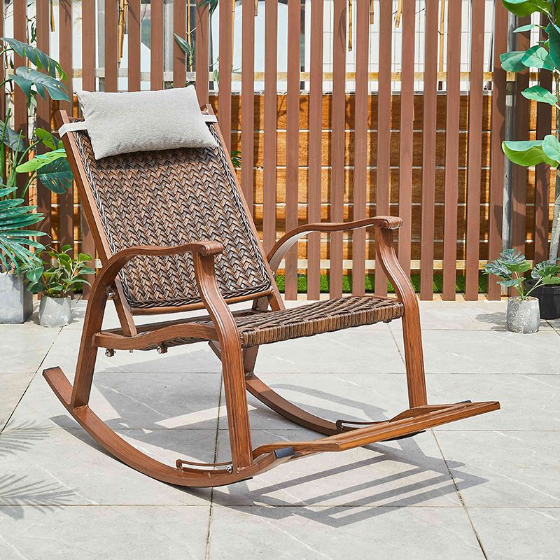 Vintage Style Wood Simple Rocking Chair Lounge Leisure Lazy Chair for Balcony
