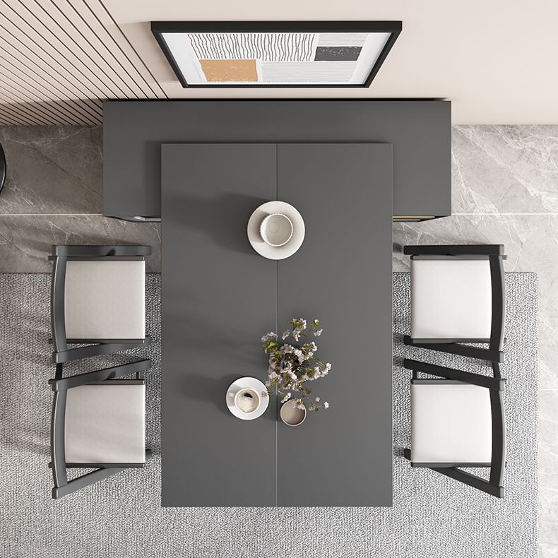 Modern Folding Dining Table with Storage Rectangle Wooden Top