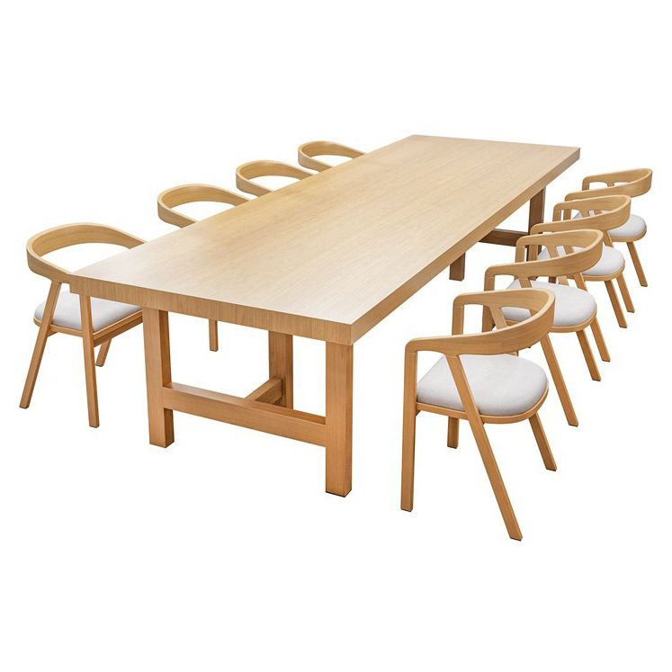 Contemporary Natural Pine Wood Office Desk Rectangle Wood Base Desk for Home Office