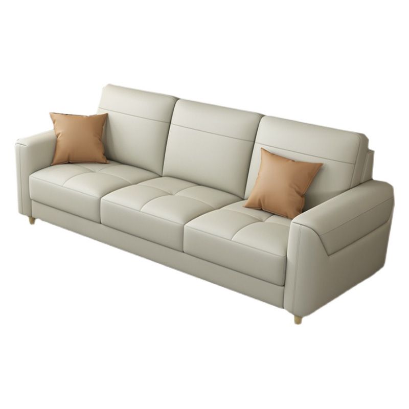 Contemporary Glam Leather Sofa with Bolster Pillows Seating for Living Room
