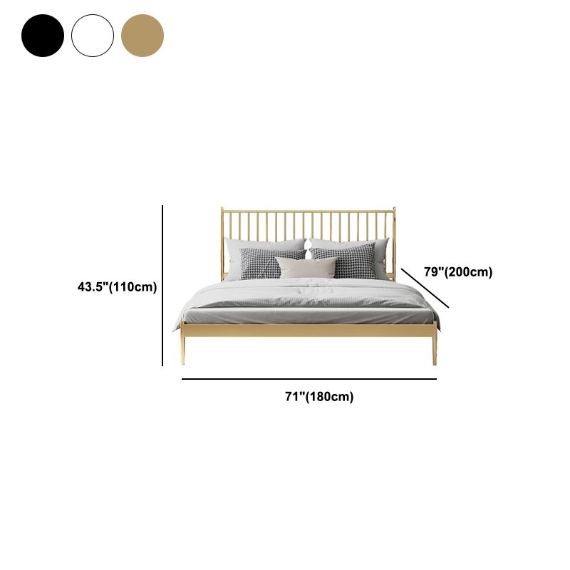 Contemporary Iron Open Frame Bed with Spindle Headboard for Bedroom