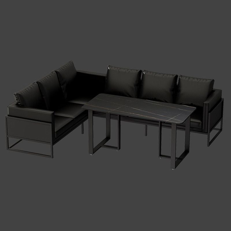 Mesa de comedor rectangular industrial, mesa de piedra sinterizada con pedestal doble para comedor