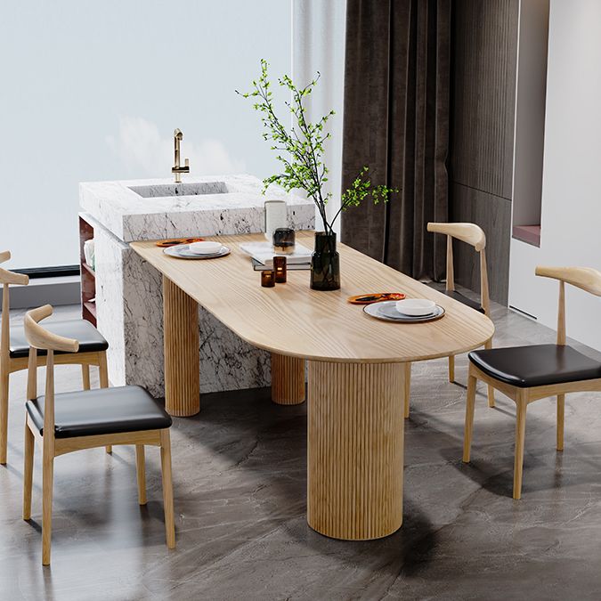 Simplicity Style Pine Freeform Solid Wood Dining Table 3 Legs Base Table for Home