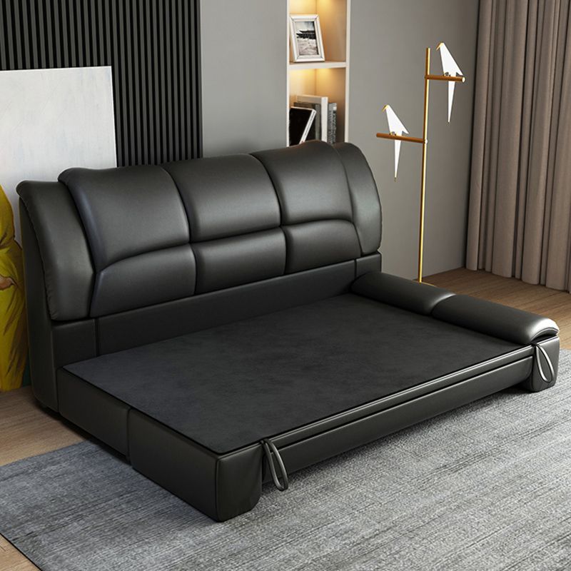 Scandinavian Sofa Bed Leather Black Convertible Sofas with Storage