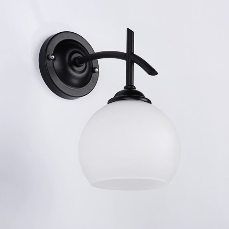 Globe Milk Glass Wall Mounted Light Industrial 1-Light Wall Sconce Light Fixtures