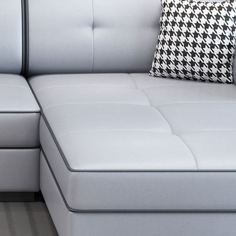 L-shape Sofa Faux Leather/Linen Sectionals with Reversible Chaise and Storage