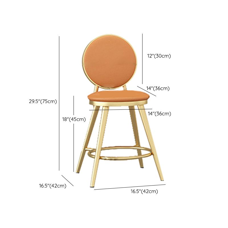 Leather Bar Stool Backrest Counter Stool for Bristol with Gold Frame