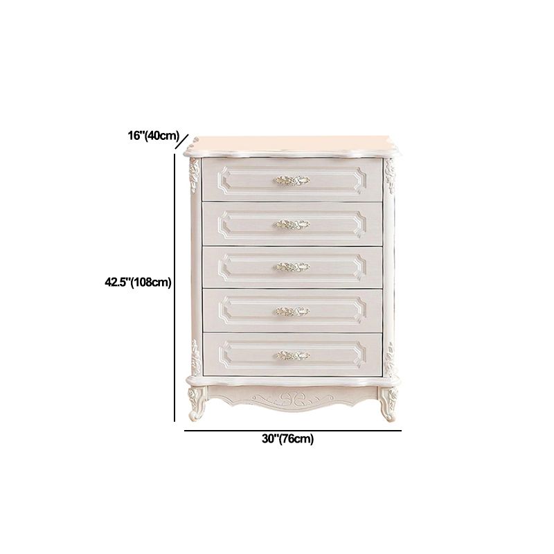 White Wood Storage Chest Dresser Modern Bedroom Storage Chest with Drawers
