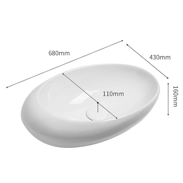 Modern Vessel Bathroom Sink Porcelain Specialty with Pop-Up Drain Wash Stand