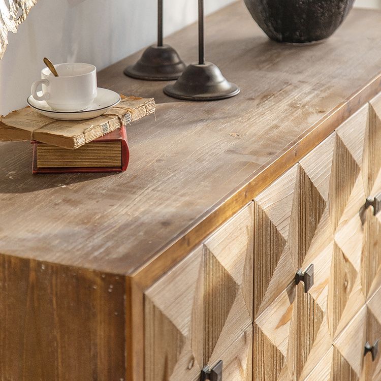 Distressed Wood Accent Chest Industrial Style Solid Wood Cabinet with Drawers