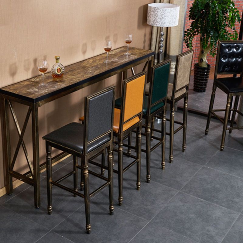 Distressed Bronze 29.5" H Barstool Industrial Indoor Tall Stool with Square Seat