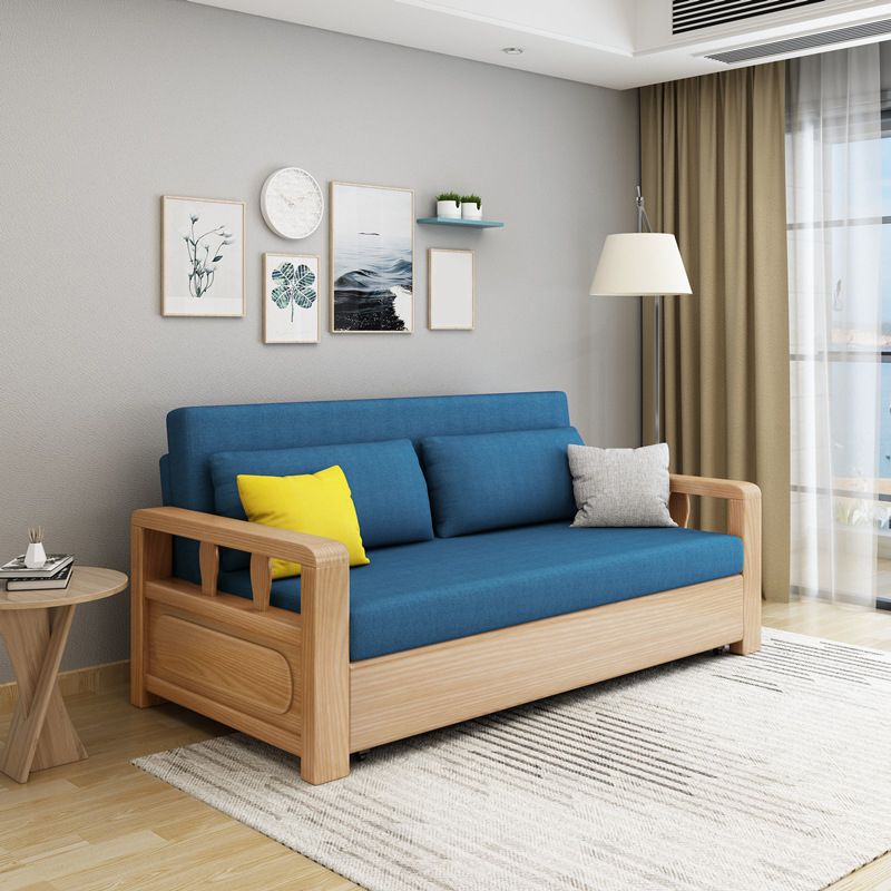 Linen Square Arm Sofa Contemporary Convertible Bed Sofa for Living Room