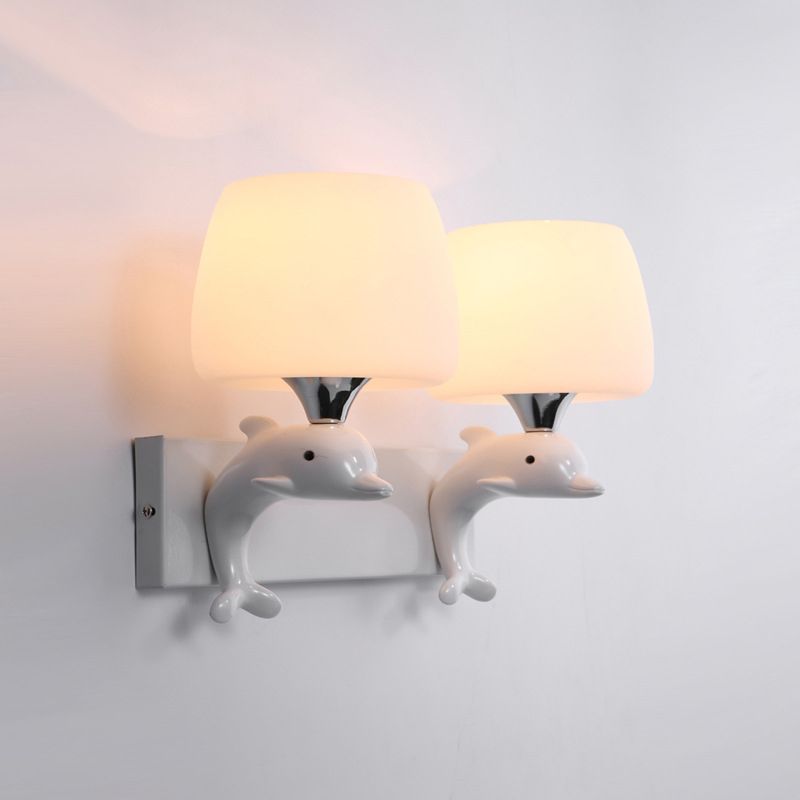 Cartoon Style Iron Wall Light Dolphin Shape Wall Lamp for Children's Room