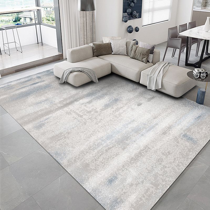 Contemporary Line Rug Polyester Gray Rug Washable Rug for Home Decor