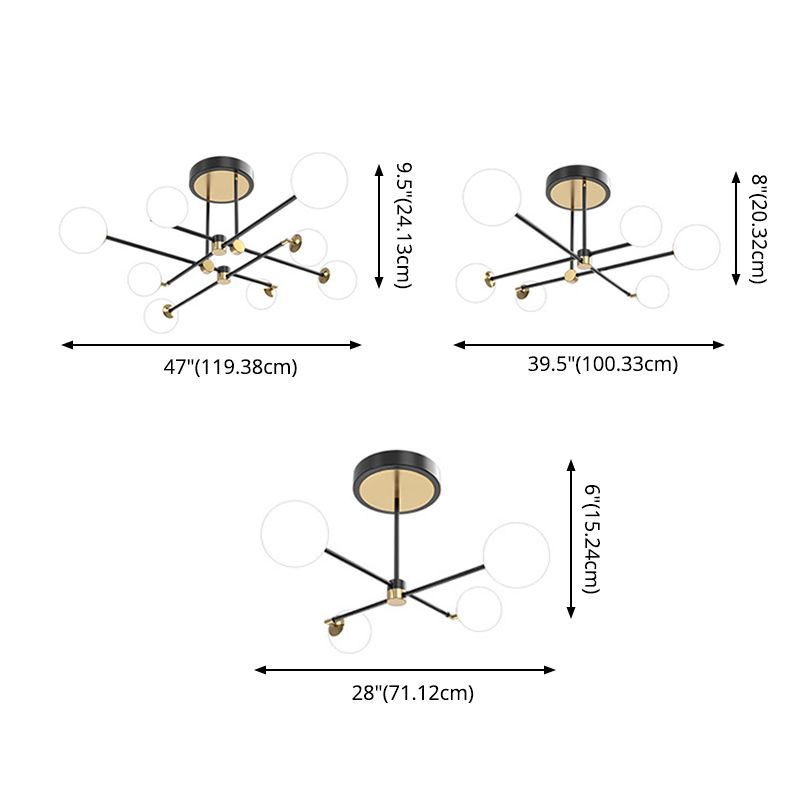 Sputnik Deckenleuchte Einfachheitstil Acryl -LED -Schlafzimmer Deckenleuchte in Schwarz