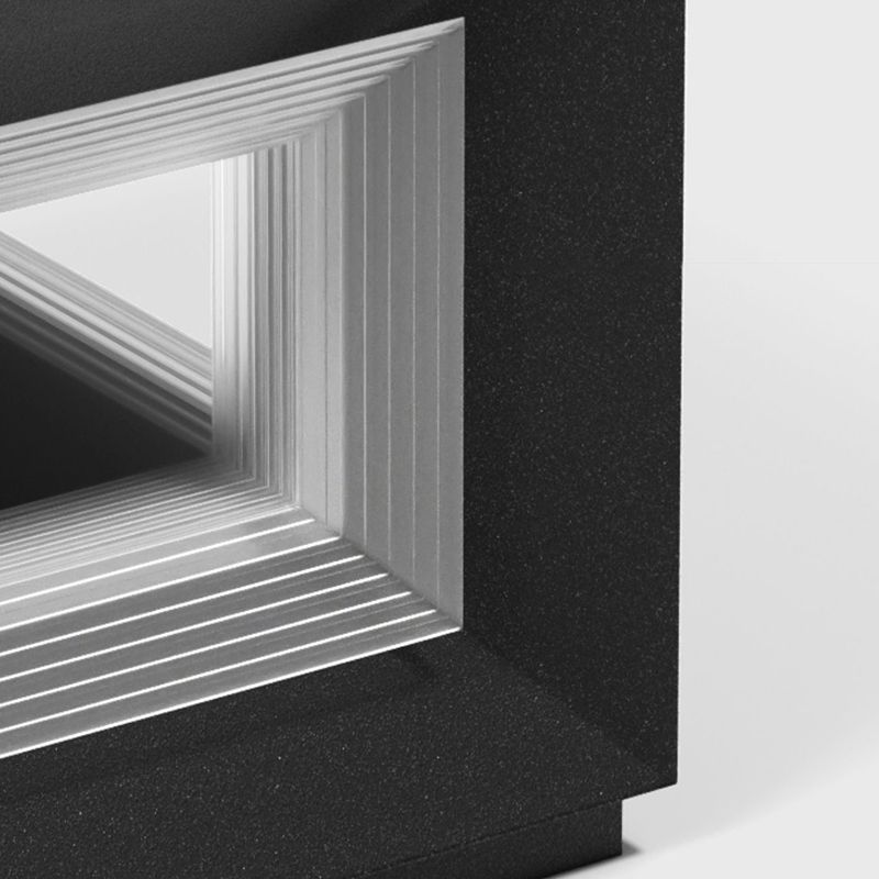 Contemporary Square Outdoor Solar Pillar Lamp in Black for Courtyard