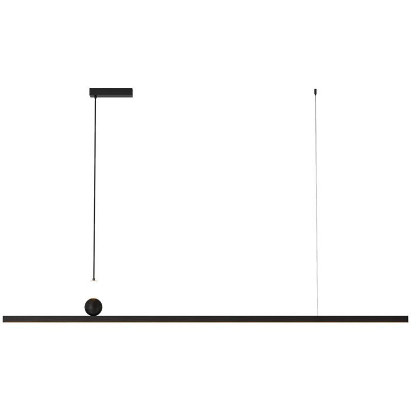 Aluminum and Acrylic Ceiling Pendant Fixture Linear Kitchen Island Fixture in Dark Black