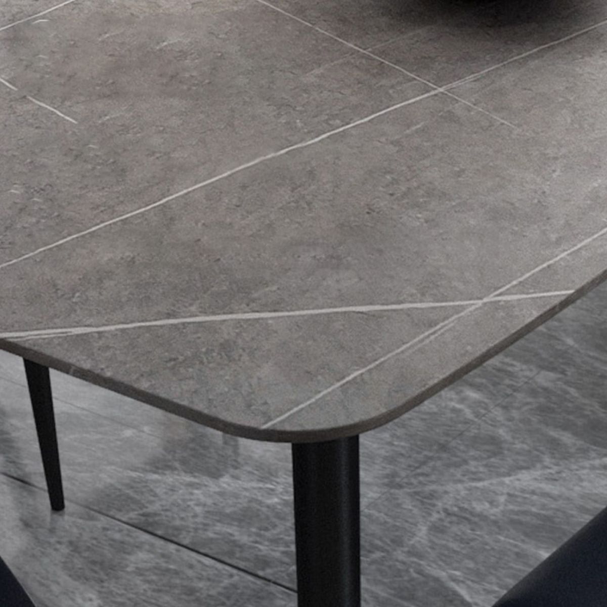 Simplicity Style Sintered Stone Dining Table 4 Legs Carbon Steel Base Rectangle Table for Home