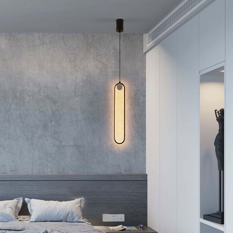 Luces colgantes minimalistas de metal Estilo moderno Lámpara colgante lineal de 1 luce para dormitorio