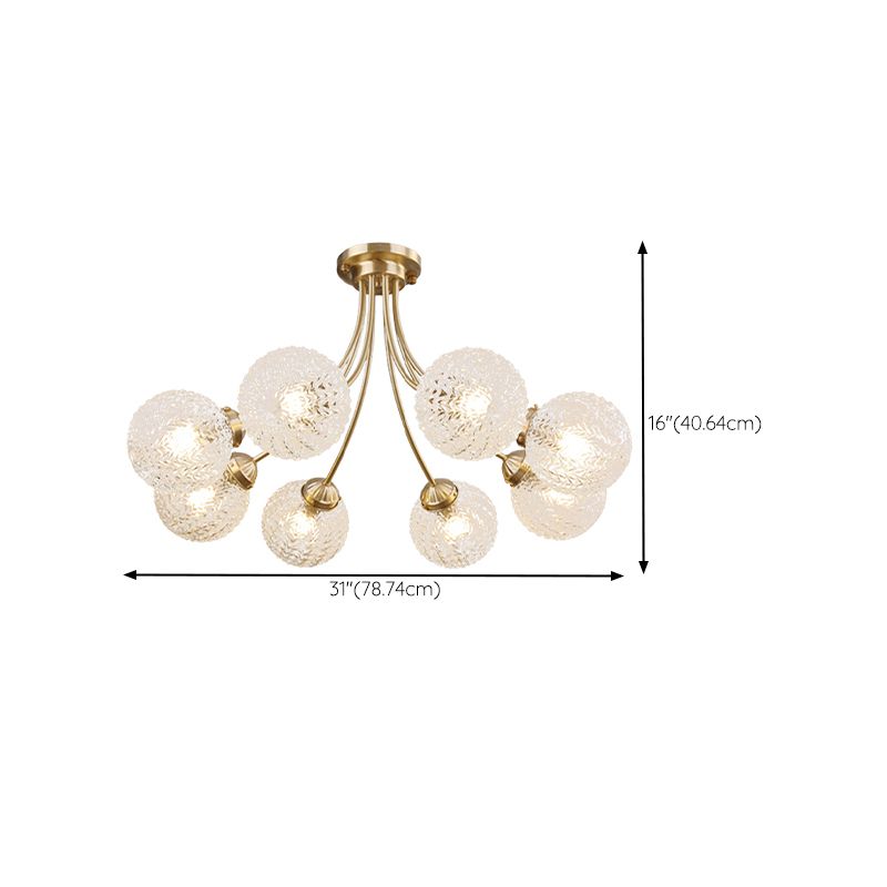Ball Shape Glass Flush Mount Light Modern Style Multi Lights Ceiling Mount Light in Gold