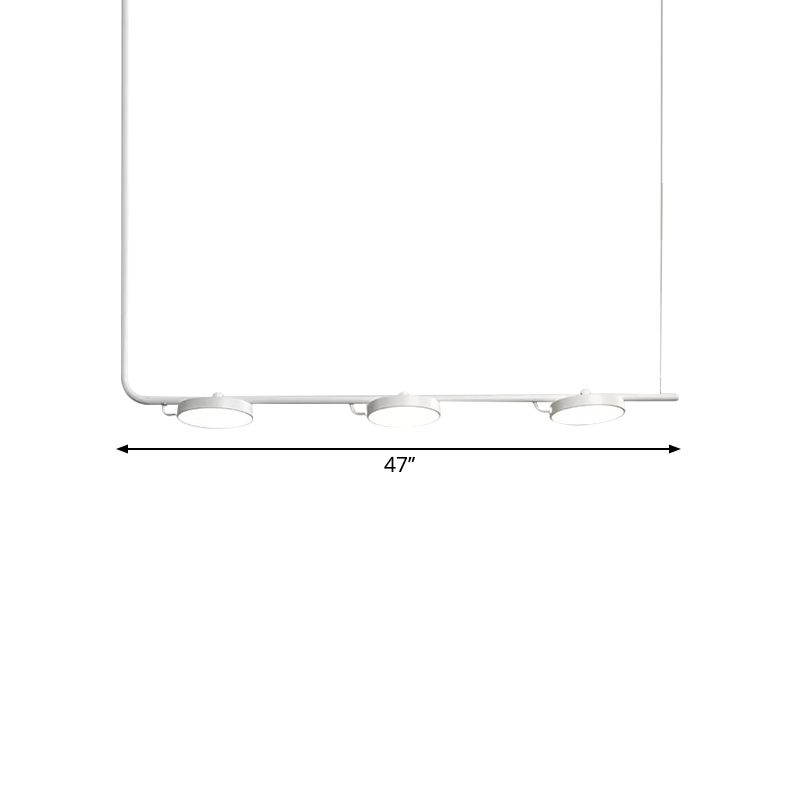 Modern Simple Black/White Chandelier with Drum Shade 2/3 Lights Metal Island Lighting for Dining Room