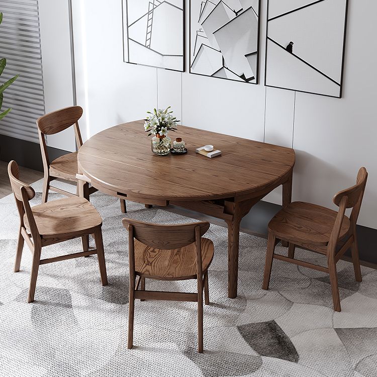 Moderner Stil Brauner Esstisch runden massiv Holz Esstisch mit 4 Beinen für Zuhause