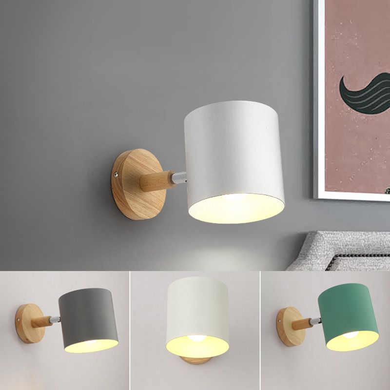 Rotatable Schatten Metall Wand montiert Lesen leichter Makkaronstil 1-Licht-Wandlampe für Schlafzimmer
