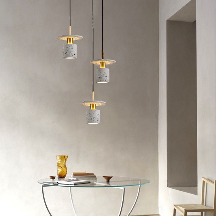 Terrazzo Hat Shaped Pendant Light Nordic Single-Bulb Ceiling Light for Kitchen Bar