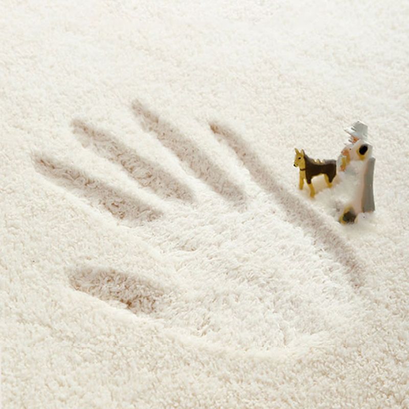 Beige Modern Rug Polyester Line Rug Non-Slip Backing Rug for Living Room