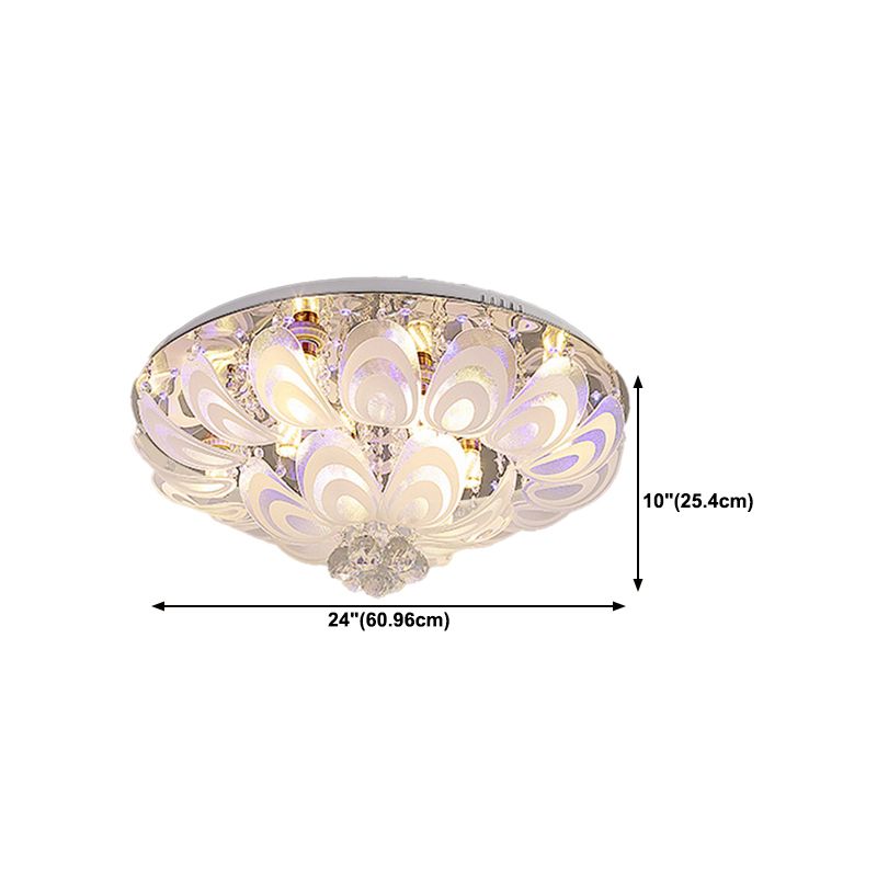 5/8/14-Light Modernism Golden Finish Flush Mount Lighting Round LED Ceiling Light