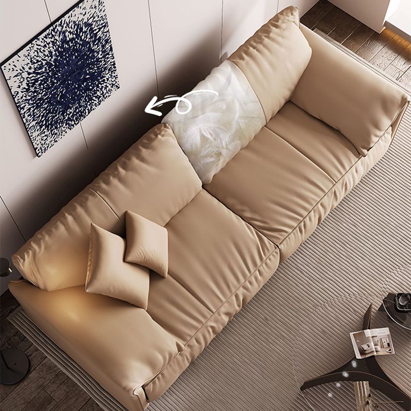 Genuine Leather 2-seater Solid Color Tight Seat Pillow Top Arm Sofa