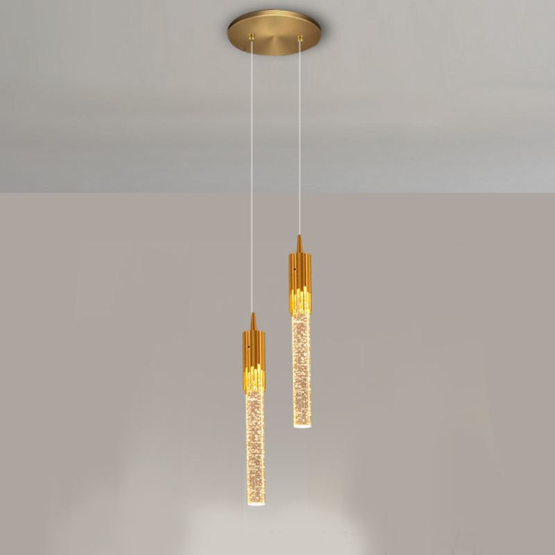 Metall hängende Licht mit klarer Kristallfarbton -Einfachheit Anhänger Beleuchtung für Schlafzimmer