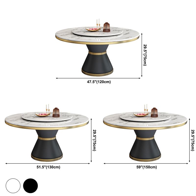 Round Modern Style Sintered Stone Dining Table Furniture with Metallic Base