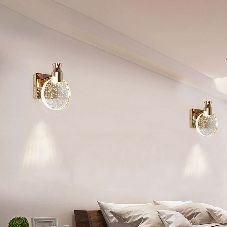 Nordic Style Crystal Vanity Light Round Shape Vanity Lamp for Shower Room