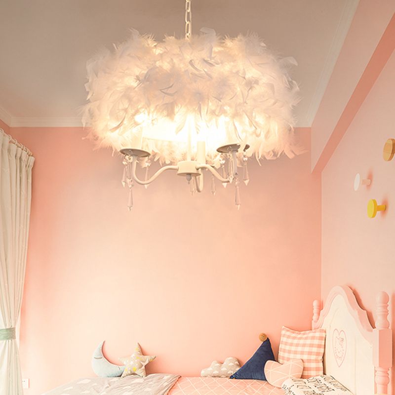 Weiß/Chrom -Kandelabra Kronleuchter modern