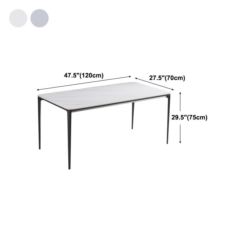 Metal Contemporary Rectangular Dining Table with 4 Legs Sintered Stone Table for Home