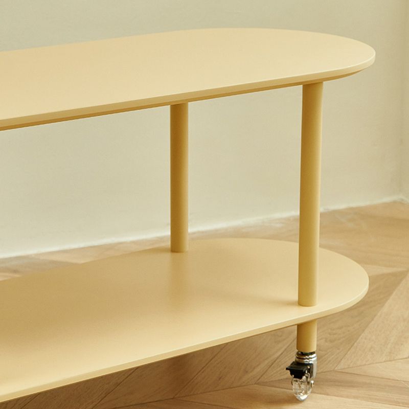 Wood Oval End Table with 4 Legs Base Storage Living Room Corner Table